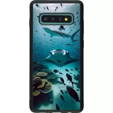 Coque Samsung Galaxy S10+ - Silicone rigide noir Manta Lagon Nettoyage