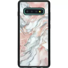 Samsung Galaxy S10+ Case Hülle - Silikon schwarz Rosa Leuchtender Marmor