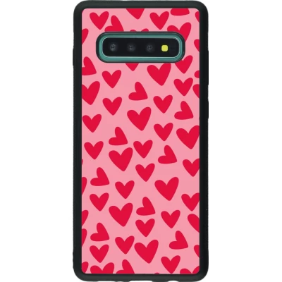 Coque Samsung Galaxy S10+ - Silicone rigide noir Mom 2024 petits coeurs