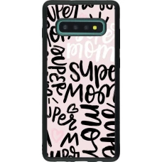 Coque Samsung Galaxy S10+ - Silicone rigide noir Mom 2024 Super mom