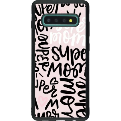 Coque Samsung Galaxy S10+ - Silicone rigide noir Mom 2024 Super mom