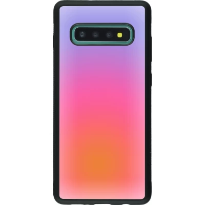 Coque Samsung Galaxy S10+ - Silicone rigide noir Orange Pink Blue Gradient