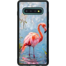 Samsung Galaxy S10+ Case Hülle - Silikon schwarz Paint Flamingo