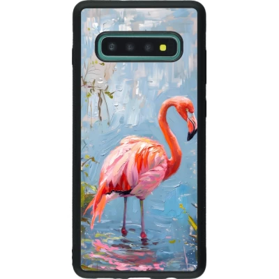 Samsung Galaxy S10+ Case Hülle - Silikon schwarz Paint Flamingo