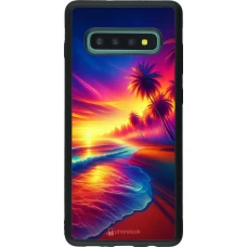 Samsung Galaxy S10+ Case Hülle - Silikon schwarz Strand Sonnenuntergang auffällig