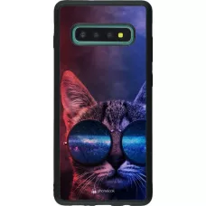 Coque Samsung Galaxy S10+ - Silicone rigide noir Red Blue Cat Glasses