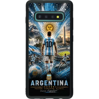 Coque Samsung Galaxy S10+ - Silicone rigide noir Football Argentine splash 2026