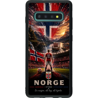 Coque Samsung Galaxy S10+ - Silicone rigide noir Football Norvège splash 2026