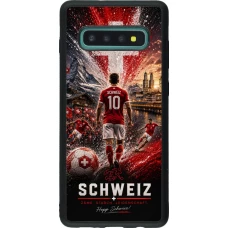 Coque Samsung Galaxy S10+ - Silicone rigide noir Football Schweiz splash 2026