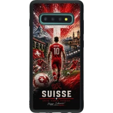 Coque Samsung Galaxy S10+ - Silicone rigide noir Football Suisse splash 2026