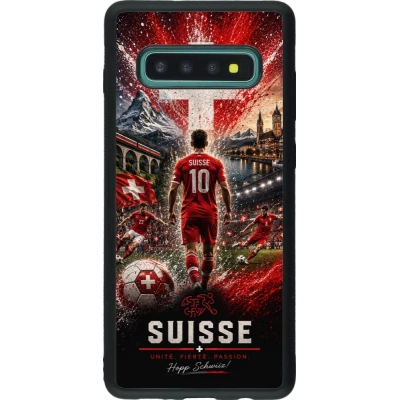 Coque Samsung Galaxy S10+ - Silicone rigide noir Football Suisse splash 2026