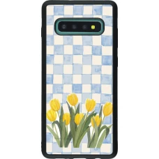 Coque Samsung Galaxy S10+ - Silicone rigide noir Blue vichy tulips Spring 2026