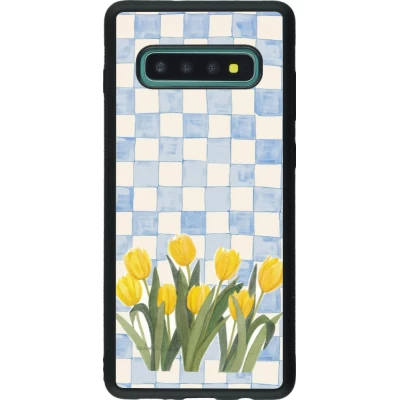 Coque Samsung Galaxy S10+ - Silicone rigide noir Blue vichy tulips Spring 2026