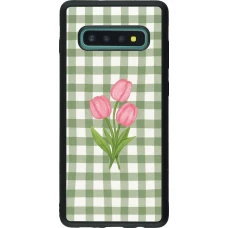 Coque Samsung Galaxy S10+ - Silicone rigide noir Green vichy tulips Spring 2026