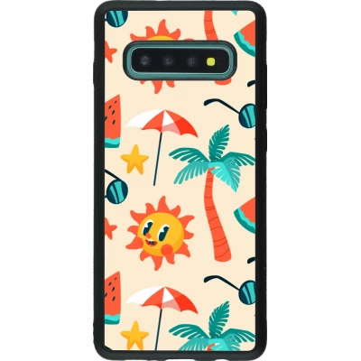 Coque Samsung Galaxy S10+ - Silicone rigide noir Summer 2025 Pattern soleil