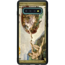 Coque Samsung Galaxy S10+ - Silicone rigide noir Tableau art - La Création d’Adam - Michel-Ange