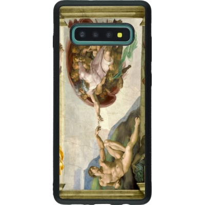 Coque Samsung Galaxy S10+ - Silicone rigide noir Tableau art - La Création d’Adam - Michel-Ange