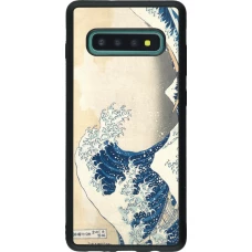 Coque Samsung Galaxy S10+ - Silicone rigide noir Tableau art - La Grande Vague de Kanagawa - Hokusai