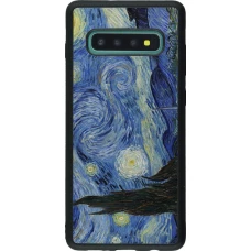 Coque Samsung Galaxy S10+ - Silicone rigide noir Tableau art - La Nuit étoilée - Van Gogh