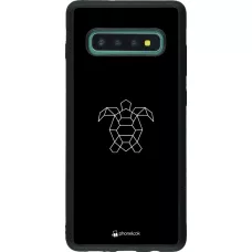 Coque Samsung Galaxy S10+ - Silicone rigide noir Turtles lines on black