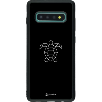 Coque Samsung Galaxy S10+ - Silicone rigide noir Turtles lines on black