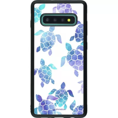 Hülle Samsung Galaxy S10+ - Silikon schwarz Turtles pattern watercolor