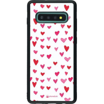 Coque Samsung Galaxy S10+ - Silicone rigide noir Valentine 2022 Many pink hearts