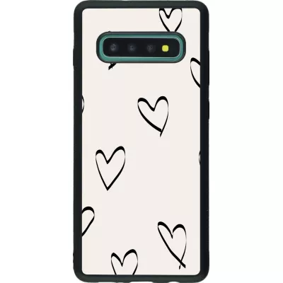 Coque Samsung Galaxy S10+ - Silicone rigide noir Valentine 2023 minimalist hearts
