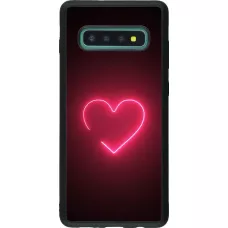 Coque Samsung Galaxy S10+ - Silicone rigide noir Valentine 2023 single neon heart