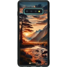 Samsung Galaxy S10+ Case Hülle - Silikon schwarz Tal Sonnenuntergang Hirsch Baum