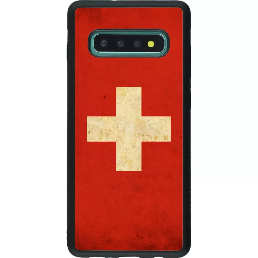 Hülle Samsung Galaxy S10+ - Silikon schwarz Vintage Flag SWISS