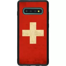 Hülle Samsung Galaxy S10+ - Silikon schwarz Vintage Flag SWISS