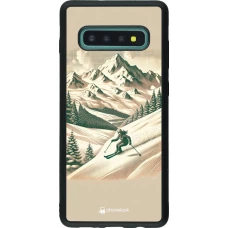 Coque Samsung Galaxy S10+ - Silicone rigide noir Vintage Ski Mountain