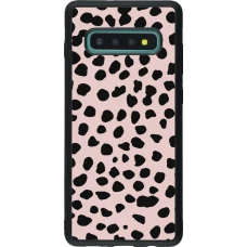 Coque Samsung Galaxy S10+ - Silicone rigide noir Wild Leopard Pink