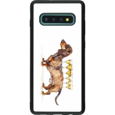 Samsung Galaxy S10+ Case Hülle - Silikon schwarz Wine Teckel