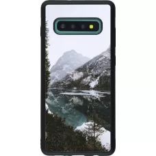 Samsung Galaxy S10+ Case Hülle - Silikon schwarz Winter 22 snowy mountain and lake