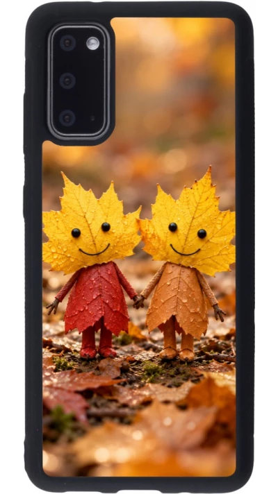 Coque Samsung Galaxy S20 - Silicone rigide noir Autumn 26 Couple of leaves