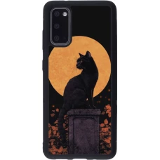 Coque Samsung Galaxy S20 - Silicone rigide noir Halloween 2026 Cat Art Nouveau