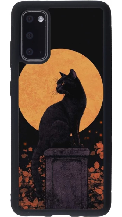 Coque Samsung Galaxy S20 - Silicone rigide noir Halloween 2026 Cat Art Nouveau