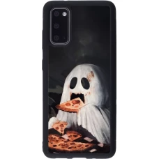 Coque Samsung Galaxy S20 - Silicone rigide noir Halloween 2026 Ghost eating pizza