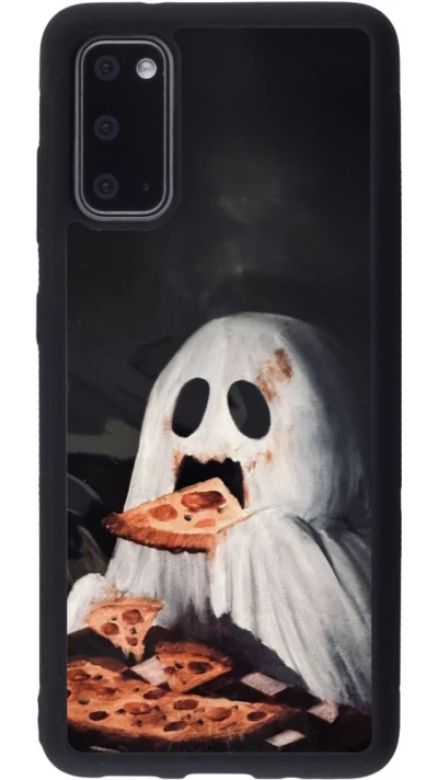 Coque Samsung Galaxy S20 - Silicone rigide noir Halloween 2026 Ghost eating pizza