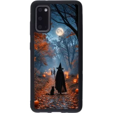 Coque Samsung Galaxy S20 - Silicone rigide noir Halloween 2026 Witch with a cat