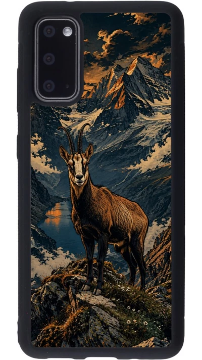 Coque Samsung Galaxy S20 - Silicone rigide noir Linocut Chamois