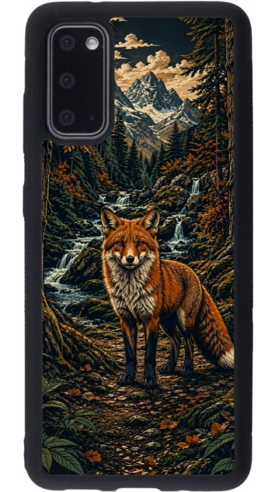 Coque Samsung Galaxy S20 - Silicone rigide noir Linocut Renard