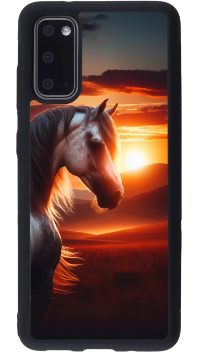 Samsung Galaxy S20 Case Hülle - Silikon schwarz Majestätischer Sonnenuntergang Pferd