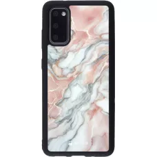 Samsung Galaxy S20 Case Hülle - Silikon schwarz Rosa Leuchtender Marmor