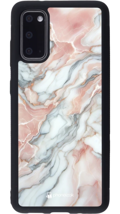Samsung Galaxy S20 Case Hülle - Silikon schwarz Rosa Leuchtender Marmor
