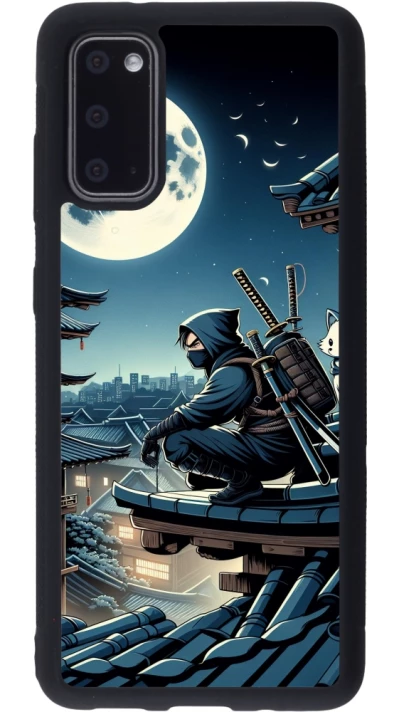 Coque Samsung Galaxy S20 - Silicone rigide noir Ninja sous la lune