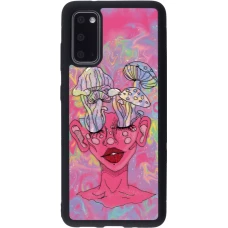 Samsung Galaxy S20 Case Hülle - Silikon schwarz Psychedelic pink mushroom