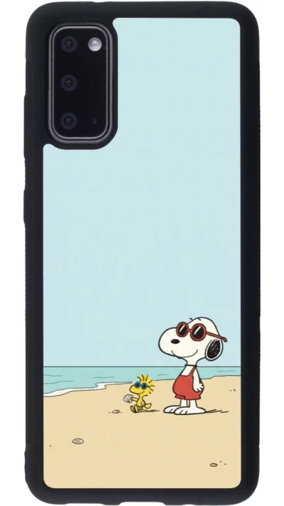 Coque Samsung Galaxy S20 - Silicone rigide noir Snoopy on the beach Summer 2026
